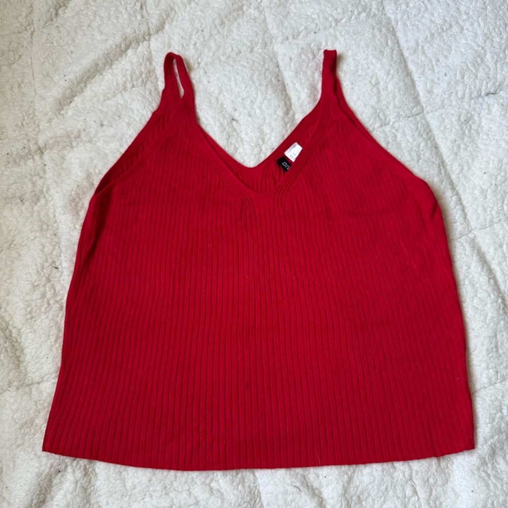 H&M Red Ribbed Camisole Top
